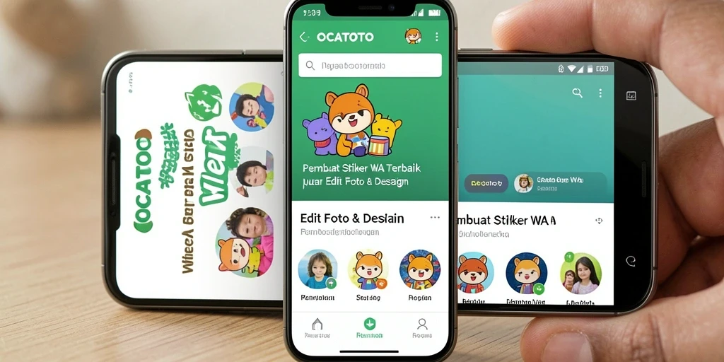 Antarmuka OCATOTO untuk membuat stiker WA yang menarik.
